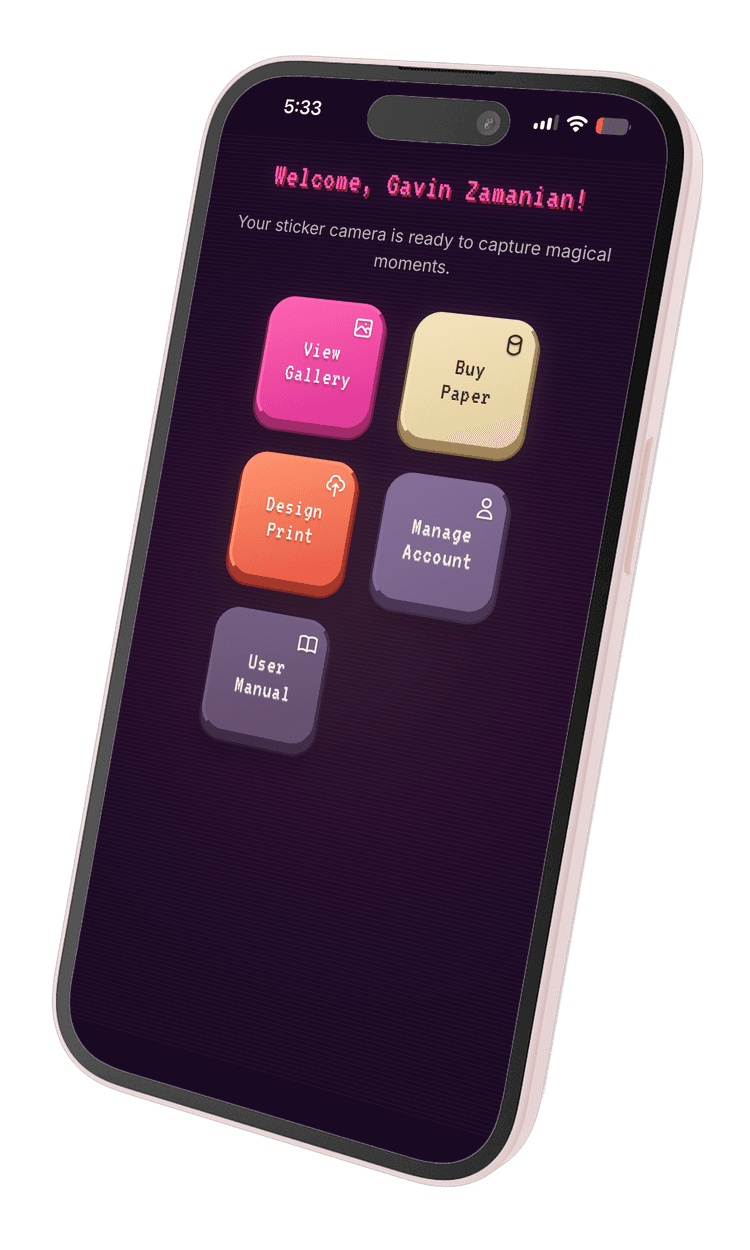 Sticker Camera app home screen